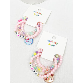 Love and Bear Theme Kids Layering Bracelet Set