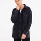 Waffle Knit Mineral-Washed Button Down Jacket