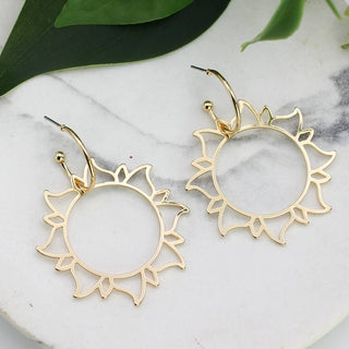 Bright Side Gold Sun Hoop Earrings