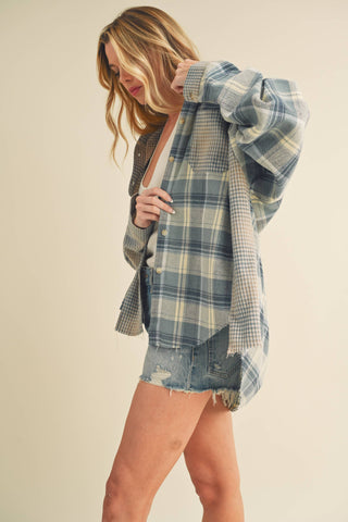 Kambrie Plaid Flannel Shirt: Blue Multi