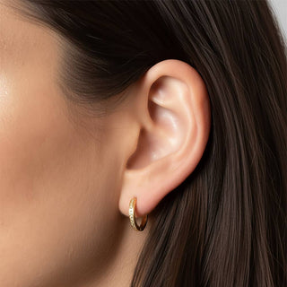 14K Gold Dipped CZ Stone Paved Mini Huggie Hoop Earrings: Gold