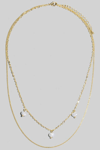 Multi Pearl Charms Layered Chain Necklace: G