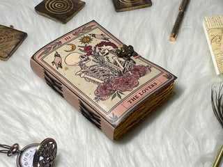 Leather Journal Vintage Notebook with The Lover Print  