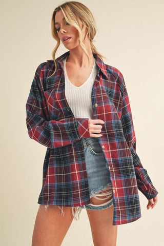 Katie Flannel Shirt: Red / Contemporary