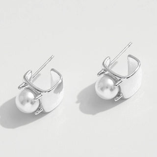 14K Gold Dipped Pearl Accent Geometric Earrings: Gold