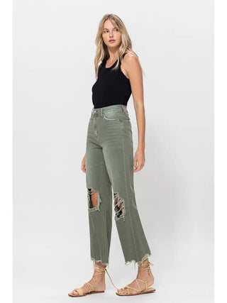 Vervet 90S Vintage Crop Flare- Olive