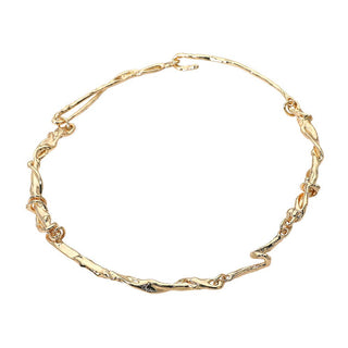 Organic Metal Twisted Chain Necklace: Gold