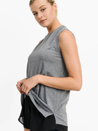 Notched Sleeveless Flowy Tank Top