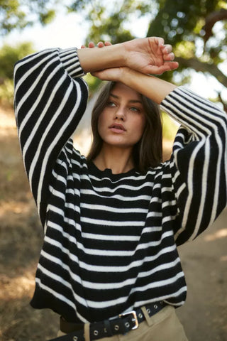 Stripe Puff Sleeve Sweater