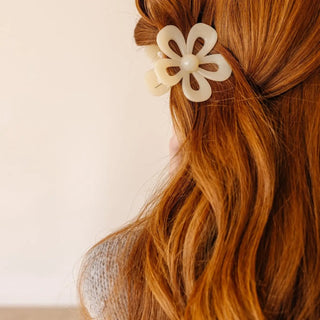 Flower Claw Clip- Tan