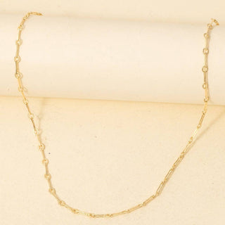 Dainty Repeating Bar Chain Necklace: Gold