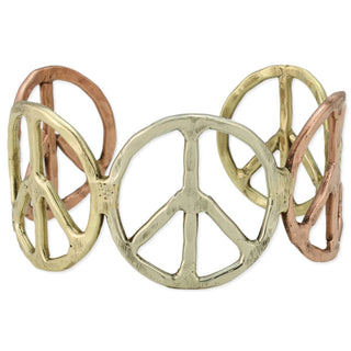 Woodstock Vibes Mixed Metal Peace Sign Bracelet