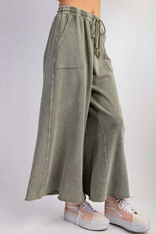 Ash Washed Terry Knit Wide Pant