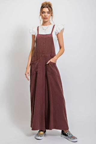 Mineral Washed Cotton Gauze Wide Leg Jumpsuit (Curvy)