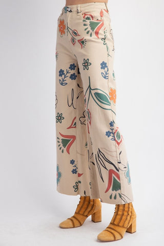 Wide Leg Pant - Toscana Print Khaki