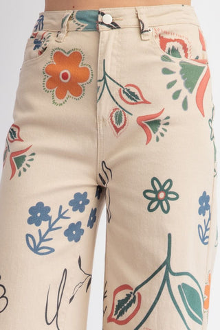 Wide Leg Pant - Toscana Print Khaki