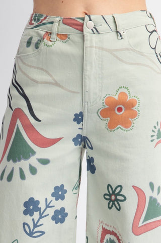 Wide Leg Pant - Toscana Print Sage