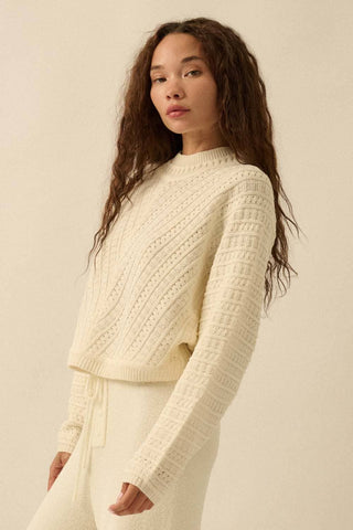 Solid Cable Knit Dolman-Sleeve Sweater
