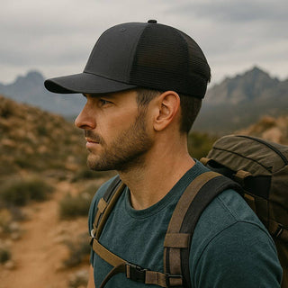 Mount Rainier National Park Snapback Trucker Hat w/ Patch: Brown on Khaki