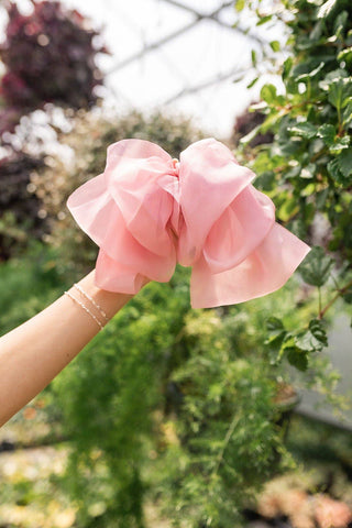 Chiffon Bow Barrette: Tan