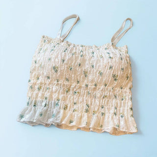 Vesty - White Floral Strappy Bandeau Top: Blue / One Size