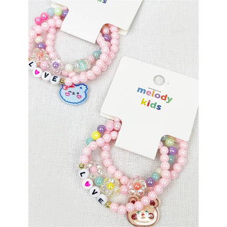 Love and Bear Theme Kids Layering Bracelet Set