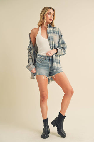 Kambrie Plaid Flannel Shirt: Blue Multi