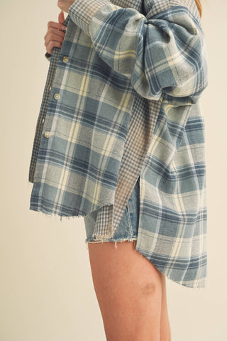 Kambrie Plaid Flannel Shirt: Blue Multi