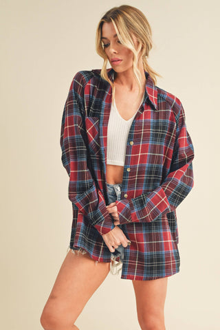 Katie Flannel Shirt: Red / Contemporary