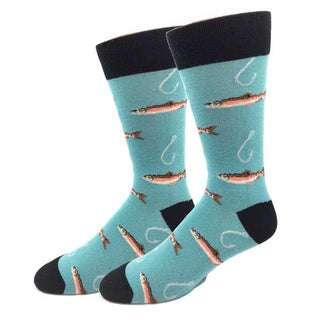 Hookin Trout Socks: Light Blue