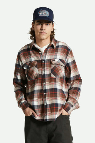 Brixton Bowery Flannel - Navy/Sepia