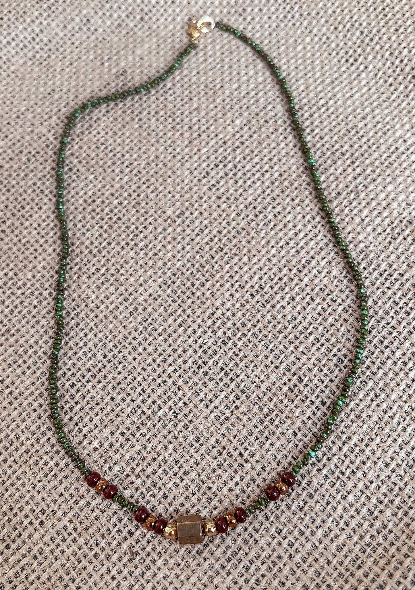 Native Beaded Necklace - Green