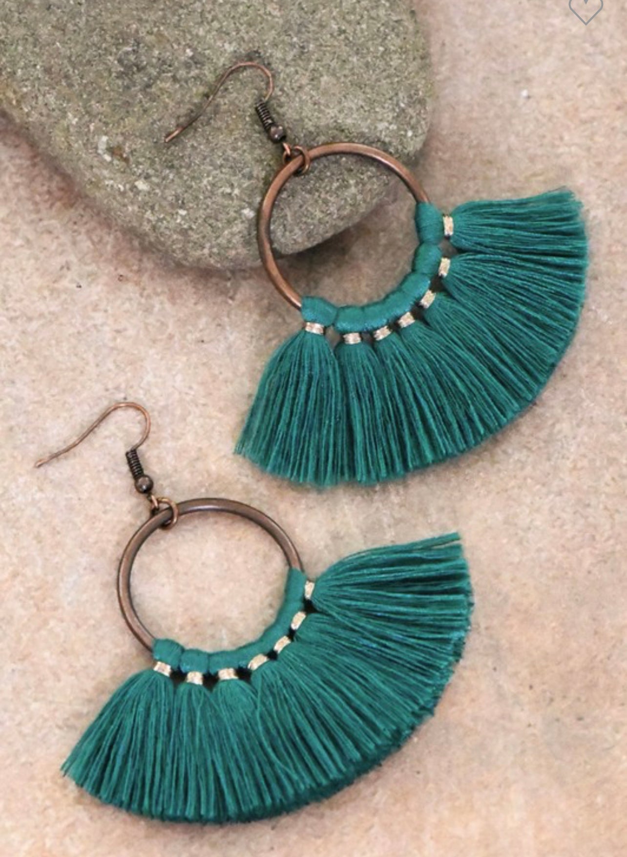 Boho Green Tassel Earrings