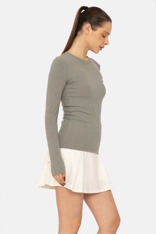 Essential Long Sleeved Micro Ribbed Top