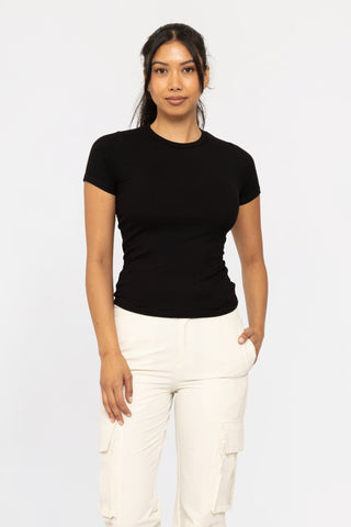 Essential Short Sleeved Micro-Ribbed Top