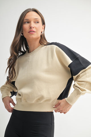 Contrast Edge Cropped Sweatshirt