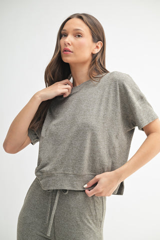 Brushed Hacci Dolman Top - Dark Olive