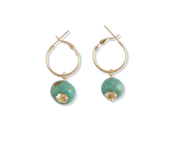 Turquoise and Gold Stone Drop Earring