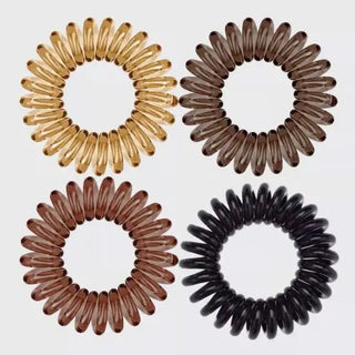 Spiral Hair Ties 4 Pack - Brunette