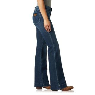 Wrangler Retro Women's Dark Wash Mid Rise Wide Leg Trouser Jeans