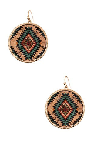 Round Tribal Etched Dangle Earring