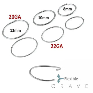 20GA-Surgical Steel Annealed Hoop Nose Ring- 20GA