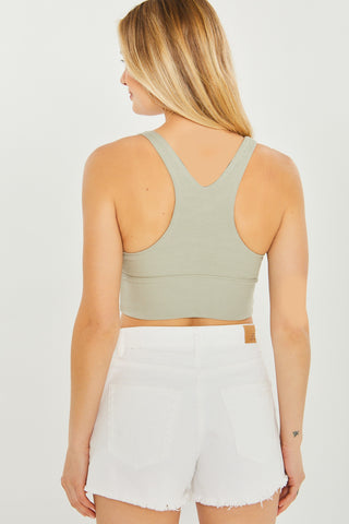 Knit Solid Racer Back Crop Tank Top