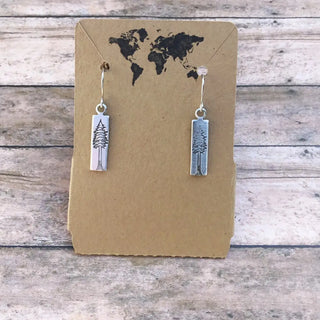 Hand Stamped Rectangle Dangle Earring