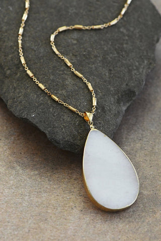 Semi Precious Teardrop Stone Pendant Necklace
