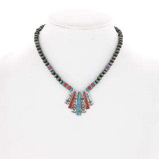 Western Navajo Pearl Trapezoid Fringe Necklace