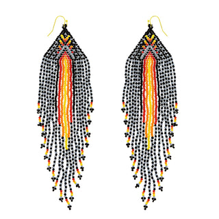 Native Long Drop Beaded Fringe Earrings