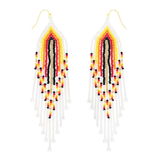 Native Beaded Long Fringe Earrings