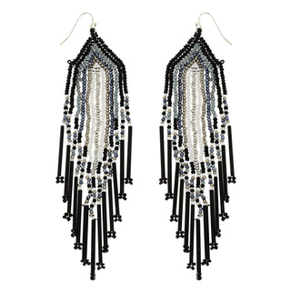 Native Beaded Long Fringe Earrings