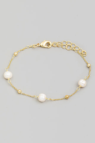 Gold + Pearl Chain Bracelet